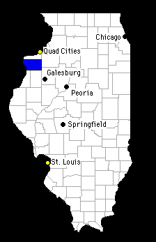 picture of location of Mercer County in state of Illinois